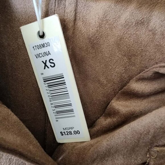 Max Studio Shacket Button Front Shirt Women Vicuna Brown Faux Suede Size XS - Picture 5 of 8